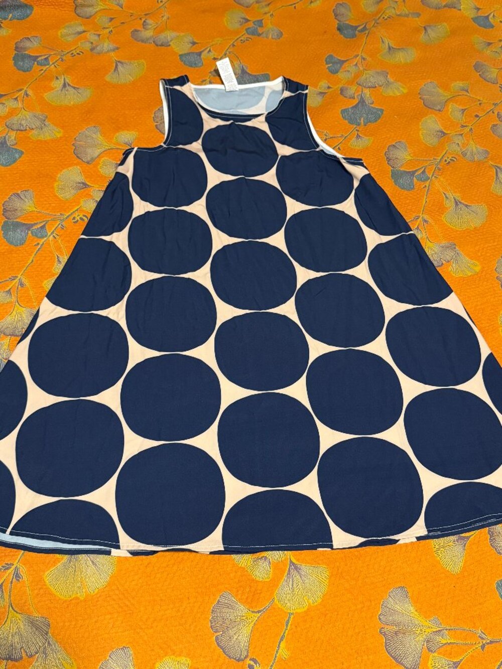 Mod Blue/Tan Dots Swing Dress Size S